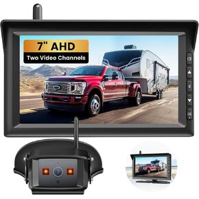 7" HD Wireless Backup Camera for Furrion System: Easy Setup & Stable Signal Back Up Camera, Wide View Rear View Camera with Clear Night Vision, Split Screen Monitor for RV Camper Trucks AUTO-VOX