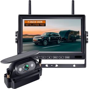 Wireless Backup Camera for RV Truck: Solar Magnetic Easy Install 7-Inch 1080P Stable Signal HD Rear View Camera, Recording IPS Monitor Rechargeable Reverse Camera for Trailer Pickup Camper Furrion