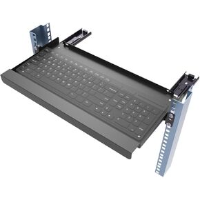 JINGCHENGMEI 1U Keyboard Tray 8" Deep -Universal 19" Rack Mount Sliding Shelf for Network Equipments Server Rack or Cabinet (8inch)