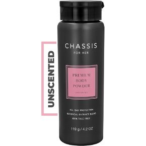 Chassis for Her Body Powder for Women, Sweat and Odor Control Talc Free Body Powder with Hydro-Shield Technology, Unscented Feminine Corn Starch Body Powder