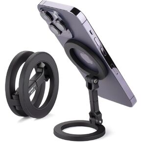 Double Magnetic Ring Phone Holder,Quick Attach Your Phone to Iron Object Surface,Swivel and Tilt Adjustable,Magnetic Phone Stand for iPhone 1615 14 13 12 Series and MagSafe Cases