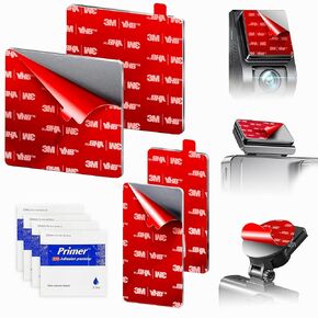 4-Pack 3M VHB Adhesive Pads for Dash Cam Mount – Heat Resistant Double-Sided Tape Replacement, 2 Square (2.83"x2.83") & 2 Rectangular (2.83"x1.42") for Windshield and Dashboard, 4 Adhesion Promoter