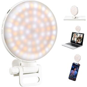 Selfie Light, Clip on Light [Rechargeable], 360°+90° Adjustable 12 Level Brightness Fashionable Portable Phone Selfie Light for Phone, Laptop, Tablet, YouTube, Video Conference, Live Streaming