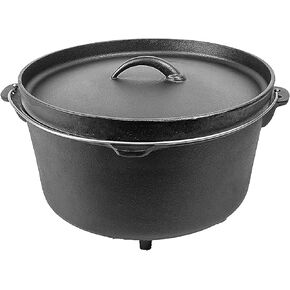 Cuisiland 20Qt DIA 17-inch Huge Pre-seasoned Cast iron Dutch oven with 3 Legs