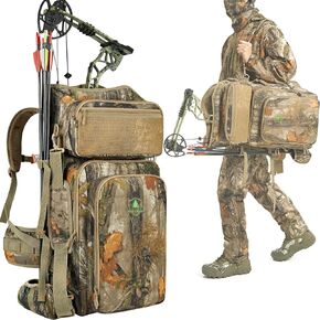 Camo Bow Hunting Backpack for Men, Saddle Hunting Backpack with Bow Holder