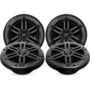 BELVA BMS654BT 1000W Peak 4-Channel Bluetooth Amplifier with Four 6.5" 2-Way Coaxial Marine Speakers for Boats/ATV/UTV/SxS/Powersport