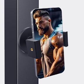 Gym Magnetic Phone Holder Mount with Locking Knob, 360° Rotatable Magnetic Phone Holder for Gym, N52 Magnet Phone Holder for 4.7-6.5" Smartphones, Gym Essentials Accessories