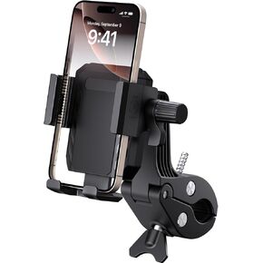 Bike Phone Holder, Handlebar Phone Mount [No Block Camera] for Electric Scooter Mountain Dirt Bike and Motorcycle Compatible with 4.7''-7.1'' Smart Phone