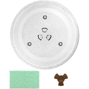 13.5" Glass Microwave Plate Replacement for WB39X10032 Microwave Turntable Tray Oven Rotating Dish Tray with Y shaped design for Better Reheating and Even Heat Distribution