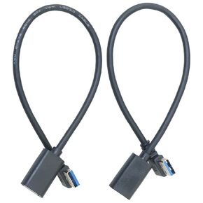 2PCS Male to Female Left and Right Side Bend Extension Cable Length 30mm Male to Female Data Cable Right Angle Extension for Connecting PC Laptop TV PS4 Universal Serial Interface Black