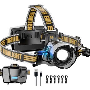 UBEE Headlamp Rechargeable, 120,000LM Head Lamp Super Bright LED Rechargeable Headlamp with 7 Modes & IP68 Waterproof Rechargeable Headlamp,Adjustable Head Lamp for Outdoor Camping Hiking Climbing