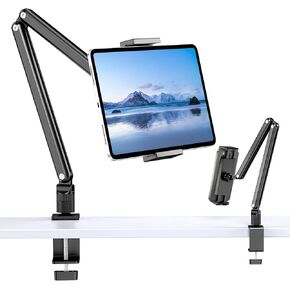 Tablet Stand Holder, Aluminum iPad Desk Mount Holder, Tablet Arm Mount Holder with 360°Rotating Metal Base, Fits for iPad Air Pro Mini, Phones, Samsung Galaxy, Kindle, All 4.7-13 Inch Devices