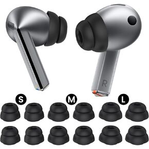 Delidigi 6 Pairs Ear Tips for Samsung Galaxy Buds3 Pro (2024), S/M/L 3 Sizes Double Flange Silicone Eartips Earbuds Earplug Replacement Fit in Case Compatible with Samsung Galaxy Buds 3 Pro (Black)
