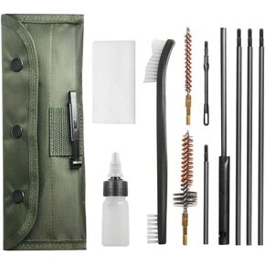 Compact Rifle Gun Cleaning Kit, Brushes Cleaner Set for .22Cal .223Cal 5.56mm .22LR, Universal for 20-25 Caliber Rifle Pistol Shotgun (Gun Cleaning Kit)