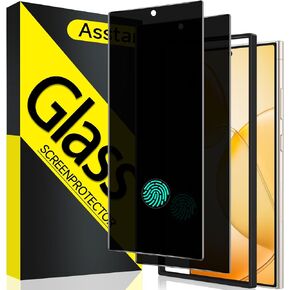 [2 Pack] Privacy Screen Protector for Samsung Galaxy S24 Ultra [Support 0.1S Fingerprint Unlock] 9H+ Tempered Glass [30°Anti-Spy] Upgrade Black Edge Protection,Easy Installation Accessories