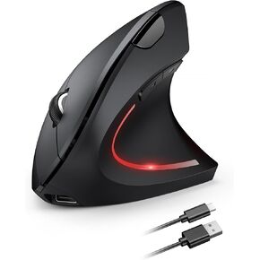 TECKNET Ergonomic Wireless Mouse, Rechargeable Mouse Wireless Silent for Carpal Tunnel Right Hand, 2.4GHz USB Vertical Mouse Wireless for Laptop, 5 Adjustable 4800 DPI, Computer, MacBook, Desktop