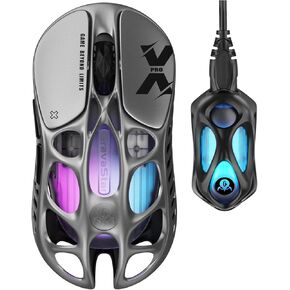 GravaStar Mercury X Pro Wireless Gaming Mouse – 32,000 DPI PAW 3950 Sensor, 8,000Hz Polling Rate, Only 49g, Magnesium Alloy Hollow Frame, RGB Lighting, 5 Programmable Buttons, Tri Mode Connectivity
