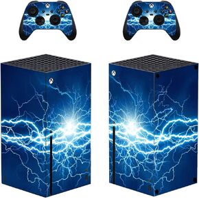Full Body Vinyl Skin Sticker Decal Cover for Xbox Series X Console and Two Controllers - Lightning
