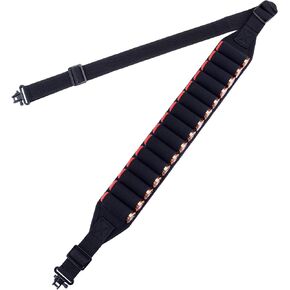 BOOSTEADY Black Shotgun Sling with Shell Holder, 2 Point Non-Slip Adjustable Ammo Sling for Shotgun - Shotgun Sling with 25 Shell Holder