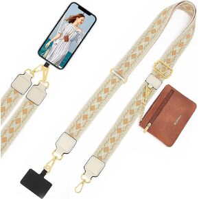 ZOPPEN Phone Lanyard Crossbody, Clip and Go Strap for Phone with Wallet Crossbody, Phone Strap with Zippered Pouch, Adjustable Strap with Phone Tethe Tap for All Phones, Brown