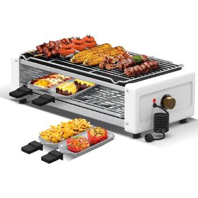 Corekit Smokeless Indoor Electric Grill 4 -in-1 Nonstick Countertop Grill for Kitchen & Dorm, Adjustable Temperature, Removable Plates, Easy to Clean, 1700W Electric Griddle for BBQ