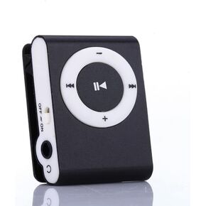Mxzzand MP3 Portable Music Player Mini MP3 Back Clip Player Serviceable with Memory Card and Cable(Black)