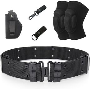Tactical Belt Set Gun Holster and Elbow Pads Military Combat Outdoor Paint Ball Ghoul Hunter Costume Halloween Cosplay