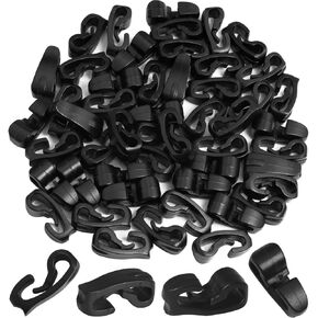 50PCS Outdoor Convenient Mini Cord Buckles 20x8mm Tent Elastic Hooks Cord Adjustment Buckles Elastic Cord Binding for Rucksacks Tactical Gear Camping Hiking Black