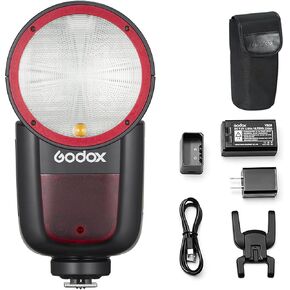 Godox V1-C USA Version Round Head Camera Flash Speedlite V1-CU for Canon R5 R6 R7 R8 RP R M50 M5 M3 6D 7D 50D 60D 500D 550D 600D 650D 1000D 1100D 1DX 580EX II 5D Mark II III 6DMark II