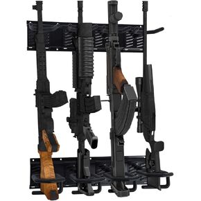 Gun Rack Wall Mount Adjustable Heavy Duty Steel Indoor Gun Racks 4 Slots/6 Slots