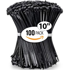 ALBO Zip Ties Black 10 Inch 1000 Pack 50 lb, Long Plastic Cable Ties Thick 0.19 Inch Tie Wraps Heavy Duty UV Resistant Nylon Wire Ties for Indoor and Outdoor