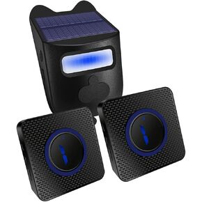 Solar Driveway Alarm, Wireless Motion Sensor & Detector Weatherproof Home Security Alert System Outdoor Protect Property Office Home Security for 300m Long Range (2 Receiver 1 Sensor)
