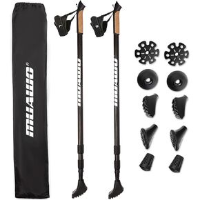 Premium Nordic Walking Poles | Ultralight 190g, Adjustable, 64-135cm Telescopic Pole, 100% Carbon | Trekking Poles, Hiking Poles, Walking Sticks for Women & Men
