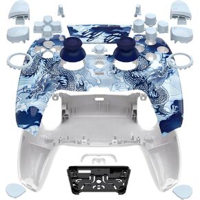 eXtremeRate Luna Redesigned Full Set Shell Buttons Touchpad Cover Compatible with ps5 Controller BDM-030 BDM-040 BDM-050, Cryo Impact Replacement Top Bottom Cover Compatible with ps5 Controller