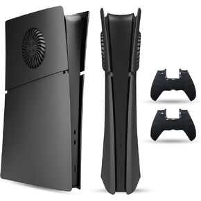 PEYANZ Faceplate for PS5 Slim-Digital Edition, Cover Plate, ABS Shell, Printed Logo, Heat Dissipation, Matt Skin, with Extra 2 Silicone Controller Covers