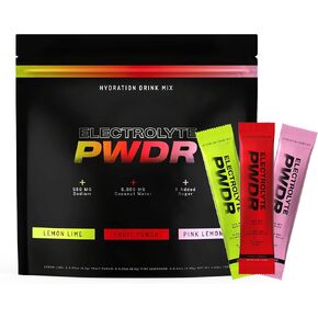 PWDRS المنحوليات | جميع حزم المنحل بالكهرباء الطبيعية | صفر أضيف السكر | 5000 ملغ من ماء جوز الهند للترطيب السريع | غير المعدلة وراثيا ، لا sucralose | 15 عصا