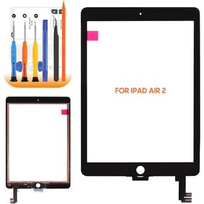 for iPad Air 2 Screen Replacement for iPad Air 2 2nd Gen A1566 A1567 Touch Screen Digitizer Replacement Repair Kit (Without Home Button, Not LCD) (Black)