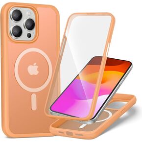 XcaseBar for iPhone 15 Pro Max Case,Full-Body Rugged Case with Built-in Anti-Scratch Tempered Glass Screen Protector,Compatible with MagSafe, Men Women Shockproof Protective Cover Rose Gold