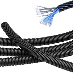 32 FT 3/4 inch Split Wire Loom Tubing Wire Conduit,Flexible Wire Covers Cord Protectors,Cord Protectors from Pets,Black (3/4"-32ft)
