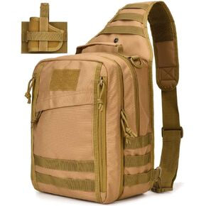Tactical Sling Bag Pack w/Gun Holster Small Military Rover Shoulder Sling Pack Molle Assault Range Bag Everyday Carry Diaper Bag