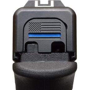Milspin Slide Back Plate Compatible with Glock Gen 1-5 | American Flag | Veteran Made in USA I CNC Milled (Thin Blue Line, Models G17-G41, G45)