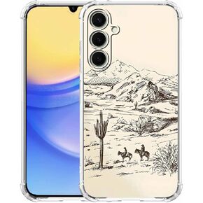 for Samsung Galaxy A15 Case with Vintage Cowboy Art Design,Abstract Wild West Landscape Case for Men Women,Clear Slim Soft TPU Bumper Case,6.5"(Cowboy,a15)