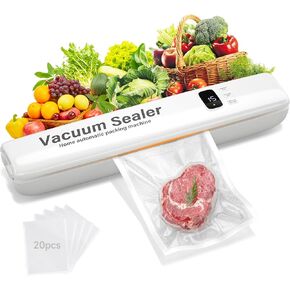 2025 Updated Vacuum Sealer, 3 Modes Food Storage Vacuum Sealer Machine, Multi-Functional Automatic Food Sealer, with 20 Vacuum Bags, Fast-Compact Design, LED Display