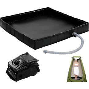 Portable Shower Pan, 41" x 41" x 6" Foldable Shower Base & Basin Floor with Detachable Drain Pipe, Ideal for RV, Outdoor,Indoor Shower Stall Enclosures