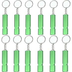 Qtopun Emergency Survival Whistle, 12 Packs Outdoor Loudest Aluminum Whistles Double Tubes Slim Rescue Whistle for Swimming Training Camping Hiking, Hunting, Boating-Green
