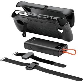 JSAUX ModCase Compatible with ROG Ally, PC0109 ROG Ally Case Include 20000mAh Power Bank, Detachable Front Shell, Protective Case with Bracket and Long & Short Two Velcro Bundle Strap - Power Bank Set