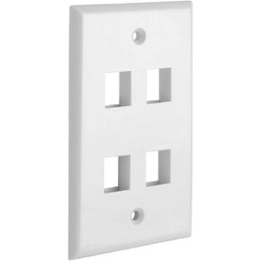 Cmple - 4 Port Keystone Wall Plate 1 Gang Wall Plate with Standard Size Ethernet Wall Plate Keystone Wall Plate Compatible with Keystone Jack, HDMI Keystone - White