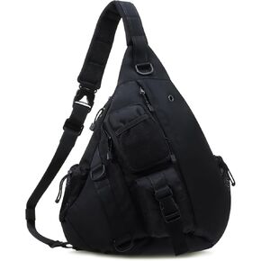 Large Sling Bag Crossbody Sling Backpack Shoulder Travel Rucksack Hiking Chest Daypack for Men Women Black