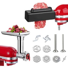 Meat Grinder Attachment and Meat Tenderizer Stapler Tool Compatible with All Kitchen Aid Stand Mixer Models Food Processing Accessories