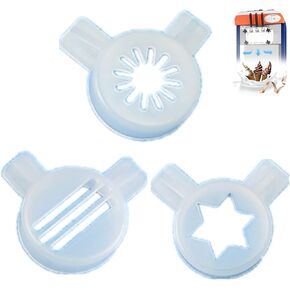 3 Pcs Soft Serve Ice Cream Maker Plastic Spout Cap Accessory Ice Cream Machine Parts, 3-in-1 Fancy Hexagram Star Styling Cap Snowflakes Styling Cap, Sandwiches Styling Cap, 29mm Inner Diameter